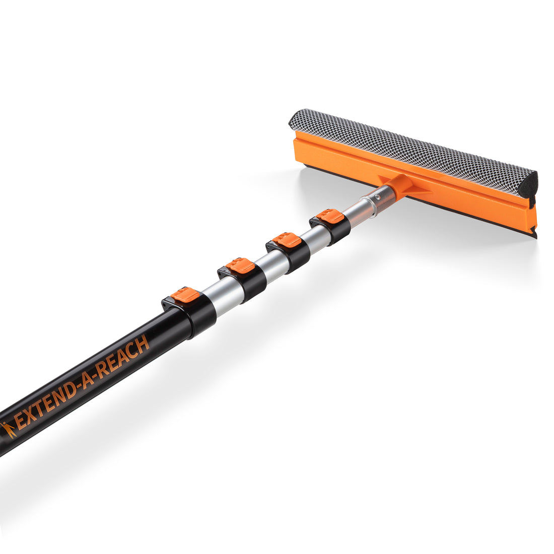 Extend-A-Reach window squeegee with 18ft extension pole. This long-handled squeegee is ideal for cleaning high windows, RVs, trucks and solar panels