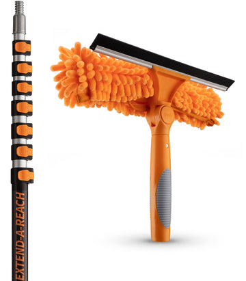 Window Washing Squeegee Kit with Extension Pole // Window Cleaning Tool Combo with Telescopic Pole