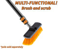 Extend-A-Reach scrub brush on telescoping pole for cleaning of floors, porches, decks, patios, and siding. Text: ‘Multi-Functional! Brush and Scrub’.