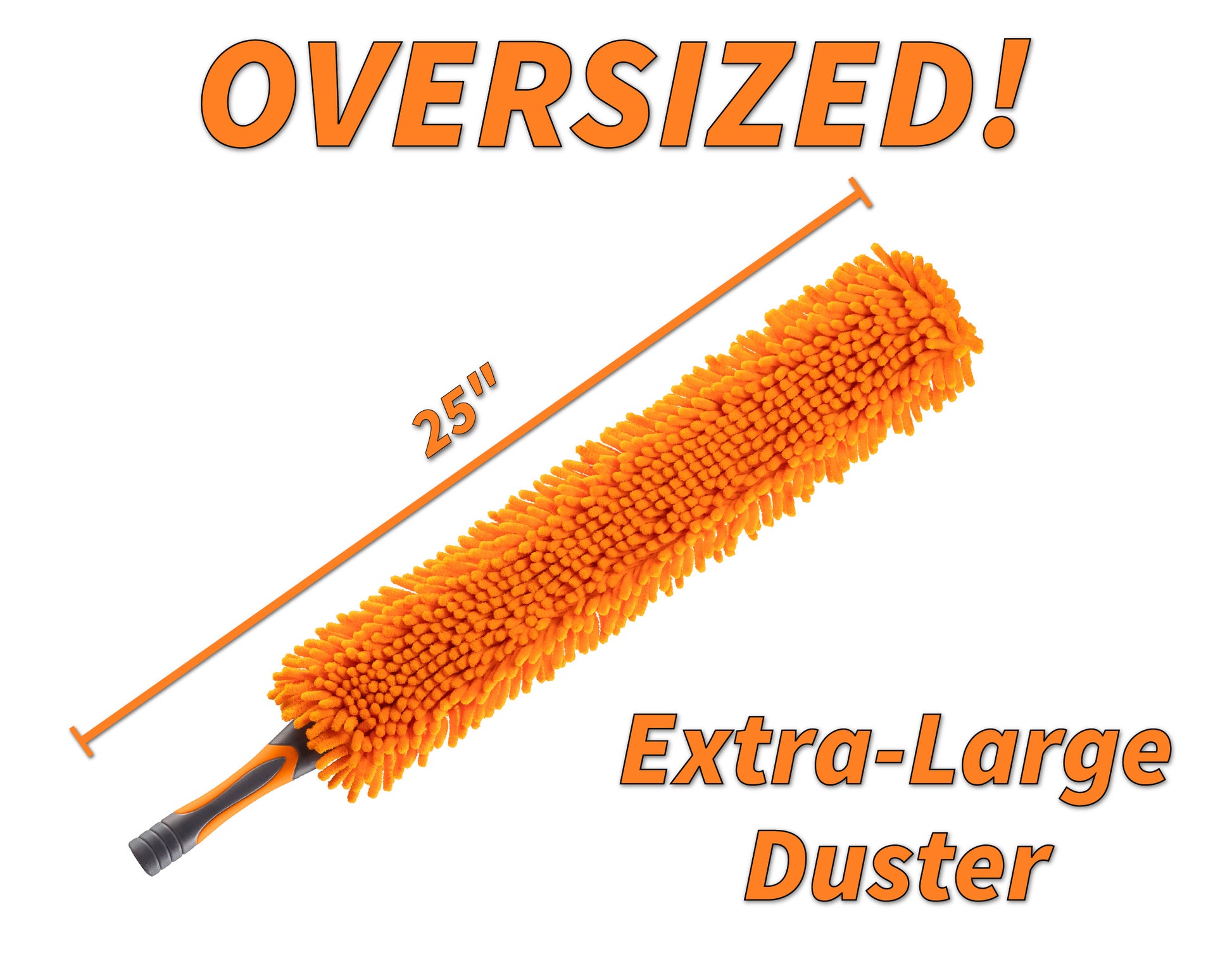 Extend-A-Reach oversized 25-inch extra-large microfiber ceiling fan duster head – flexible attachment for telescopic extension pole, ideal for high ceiling dusting