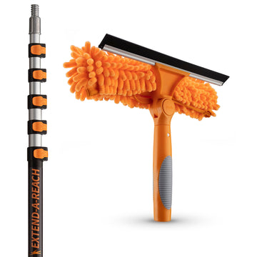 Window Washing Squeegee Kit with Extension Pole // Window Cleaning Tool Combo with Telescopic Pole