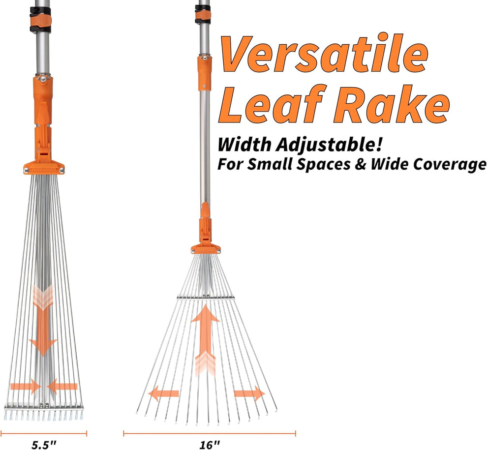 Telescoping Collapsible Roof Rake for Leaves and Pine with Extension P