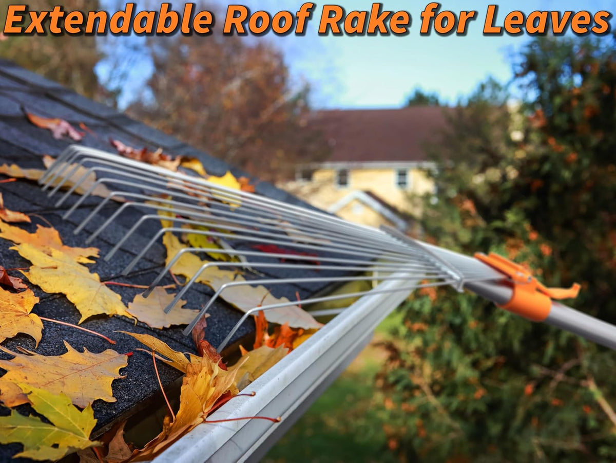 Collapsble Rake Collapsible Roof Rake for Leaves and Pine | 12 Feet Telescopic Pole