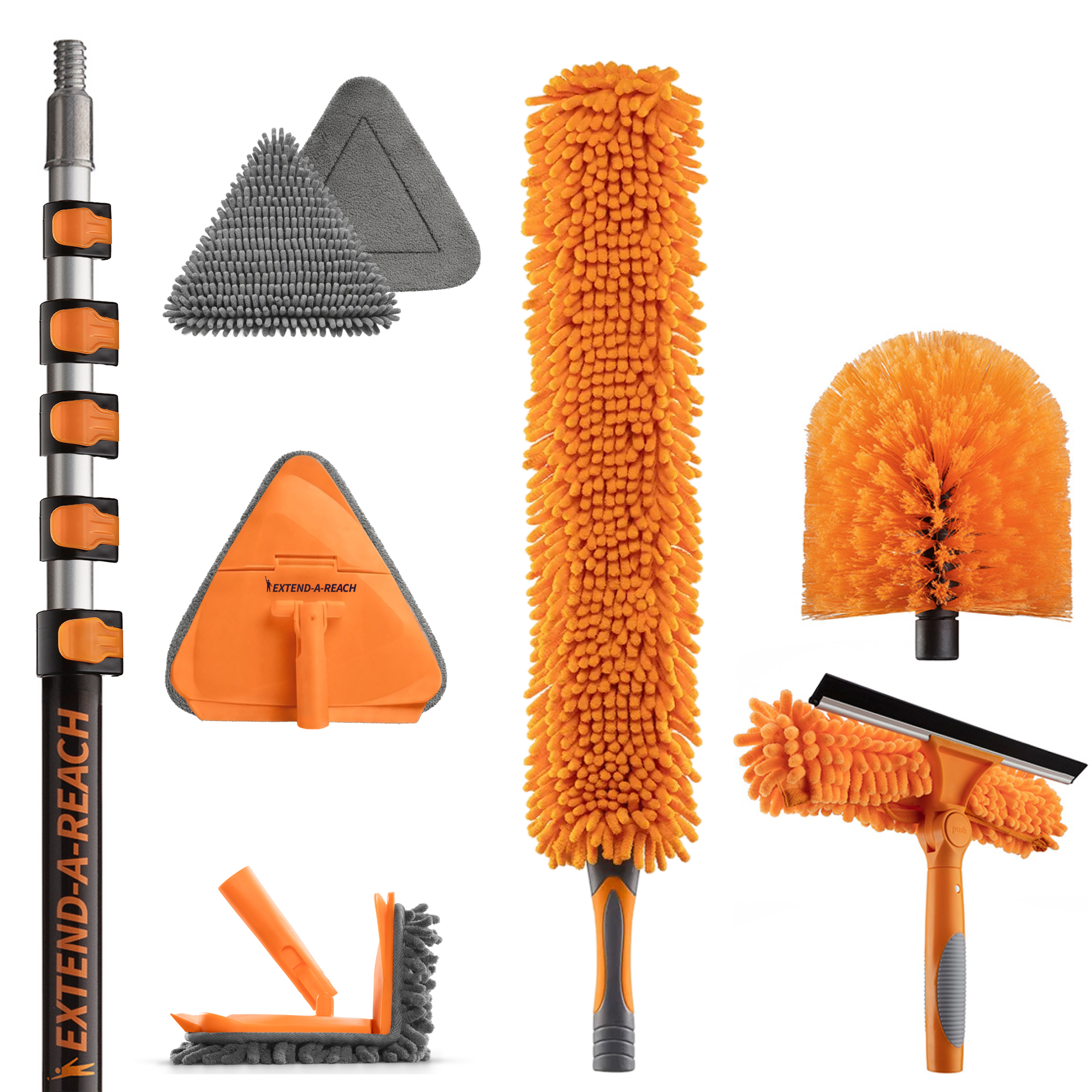 Wall Mop & High Reach Duster 5-Piece Kit | 24 Ft Telescopic Pole