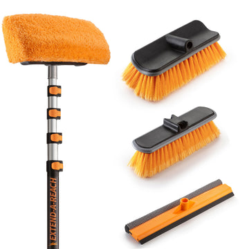 Exterior House Cleaning Brush Set with Extension Pole -The Ultimate Extension Scrub Brush Set