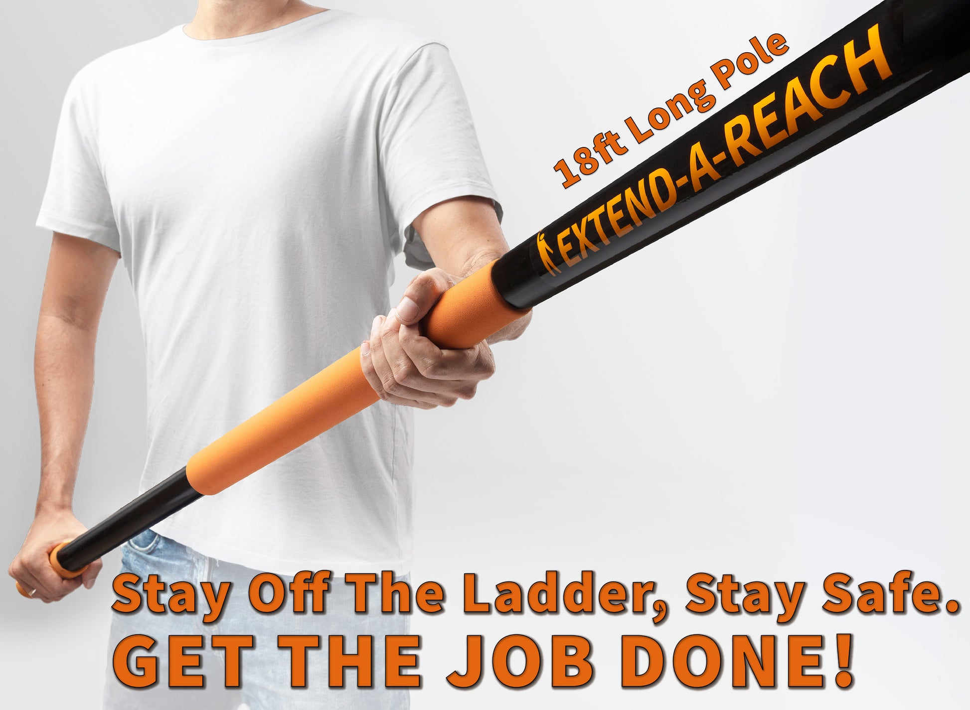 Extend-A-Reach 18 ft telescopic painters pole with non-slip padded handle, designed for indoor and outdoor high-reach cleaning