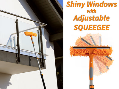 Window Washing Squeegee Kit with Extension Pole // Window Cleaning Tool Combo with Telescopic Pole