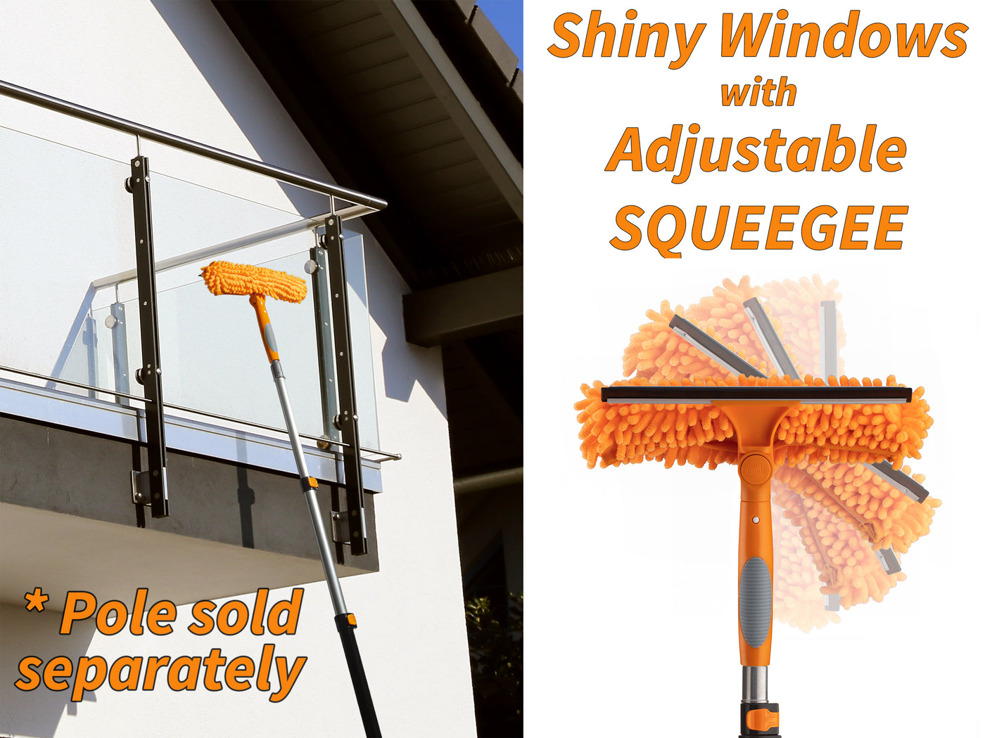 Docapole Window (3) Squeegee Scrubber Combo Attachment for Extension Pole  for sale online