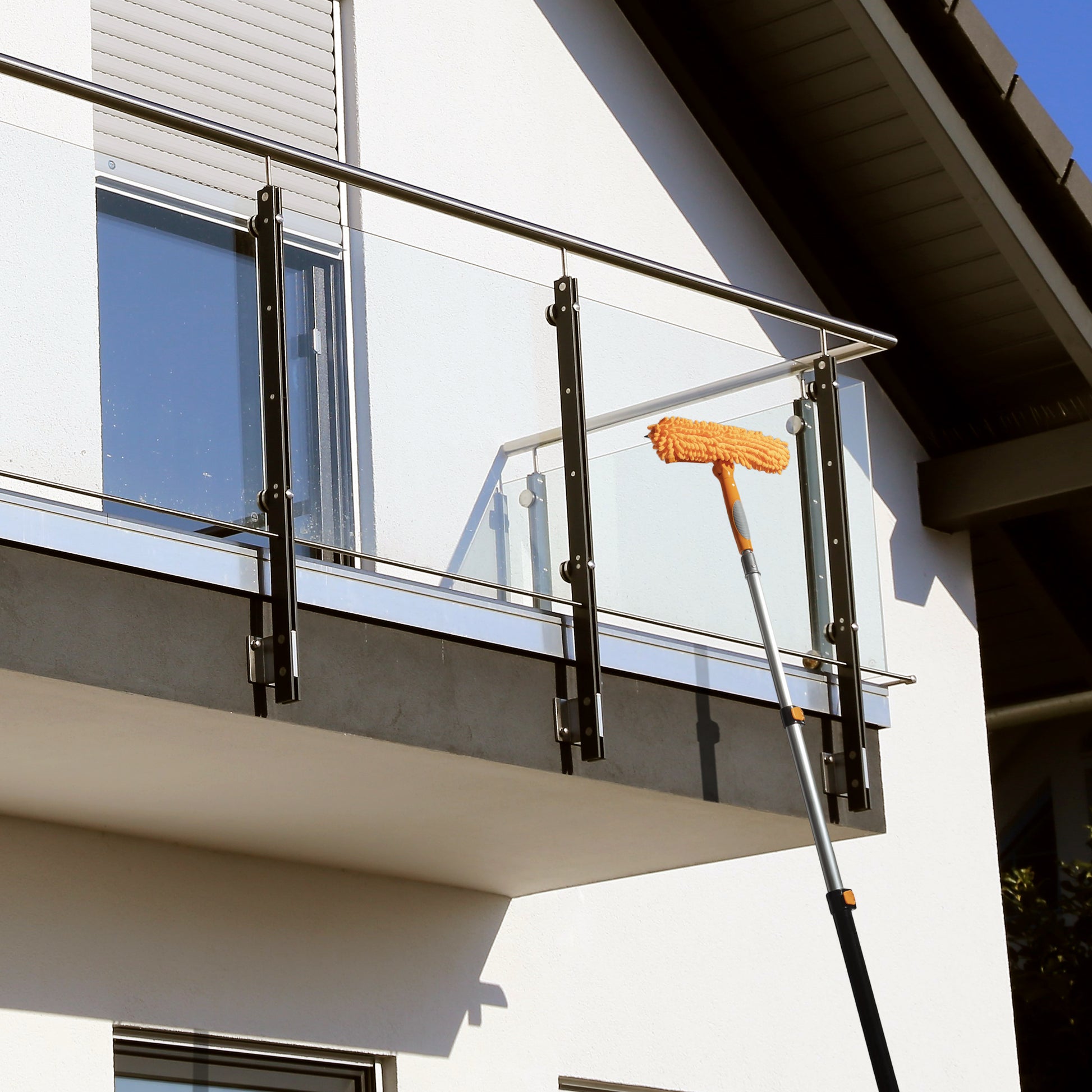 window cleaning squeegee brush with extension pole