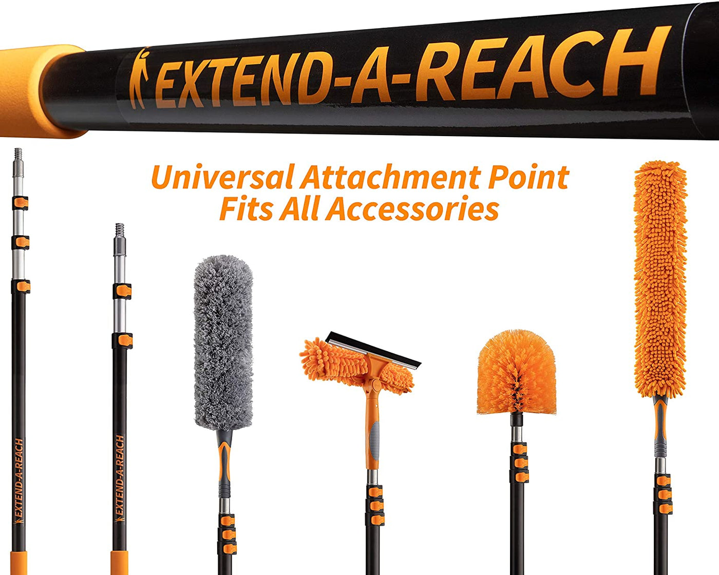 EXTEND-A-REACH 36 Foot Vinyl Siding Brush Set with 7-30 ft Telescopic Pole  & Window Cleaning Squeegee Tool
