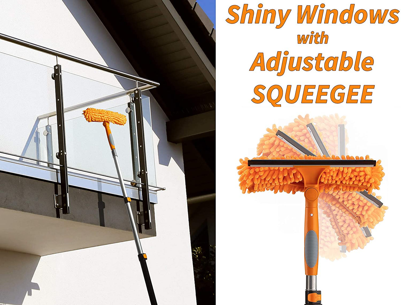 Window Washing Squeegee Kit with 24 ft Telescopic Extension Pole