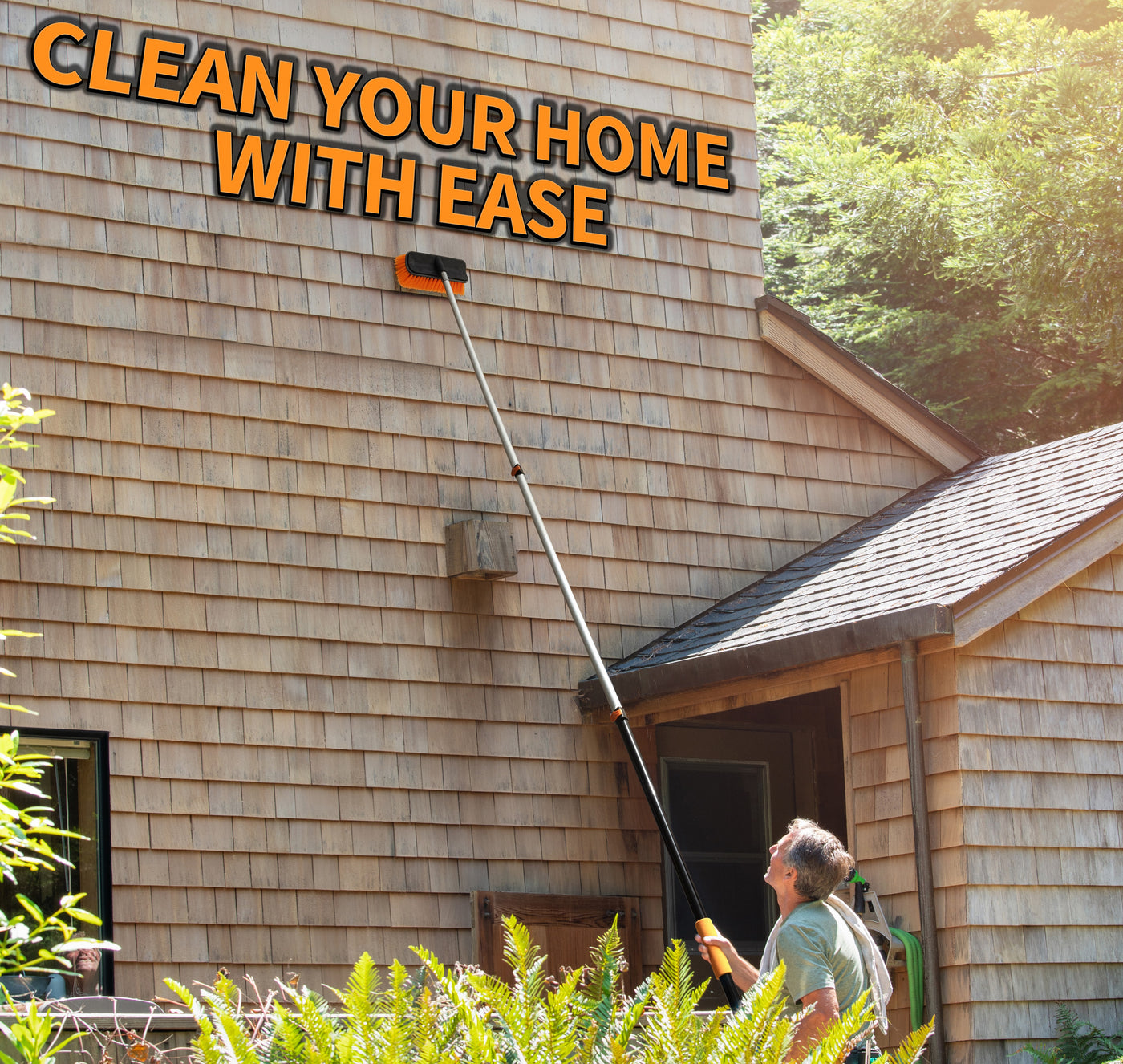 Exterior House Cleaning Brush Set with Extension Pole -The Ultimate Extension Scrub Brush Set