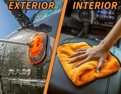 Car Wash Kit with Bucket and 12 Feet Extension Pole - The Ultimate Car, RV, Truck Washing Kit